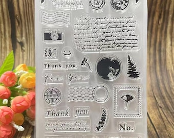 Vintage Postmark Clear Silicone Stamp Set - 9.5x11cm (3.74"x4.33") - DIY Craft, Scrapbooking, Journaling, Card Making, Travel Theme