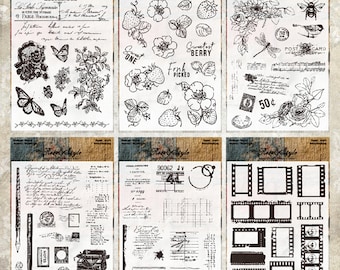 Vintage transparante siliconen stempelset – 6 themaontwerpen voor scrapbooking, journaling en knutselen