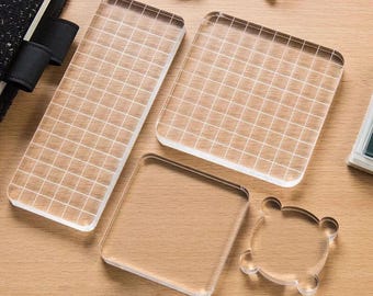 Transparent Acrylic Stamp Handle with Various Smooth & Lined Designs
