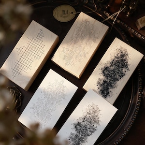 Large Background Rubber Stamp for Journaling - Maple Wood Grid, Ink Wash & Dots Texture Stamps for Scrapbooking , Art Diary