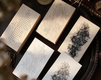Large Background Rubber Stamp for Journaling - Maple Wood Grid, Ink Wash & Dots Texture Stamps for Scrapbooking , Art Diary