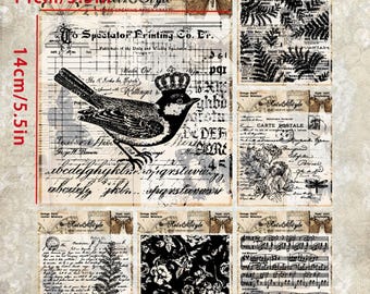 Transparante siliconenstempels in vintagestijl voor scrapbooking en journaling - ontwerp met vogels, varens, muzieknoten