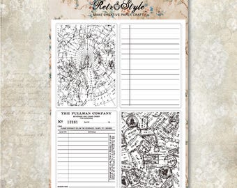 Retro reisdagboekstempelset – vintage kaart en Pullman-ticketontwerp, doorzichtige siliconenstempel voor scrapbooking, handgemaakte kaarten