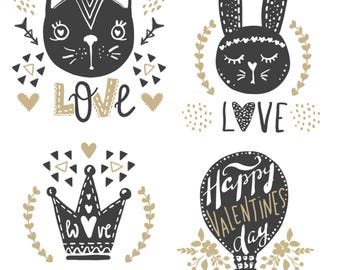 Animal Silicone Stamp Set – Cat, Bunny, Crown, Valentine's Day