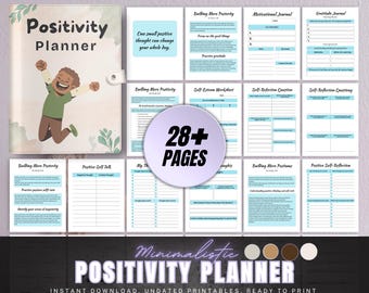 Agenda della positività, diario della gratitudine quotidiana, quaderno di lavoro sull'amor proprio (PDF stampabile)