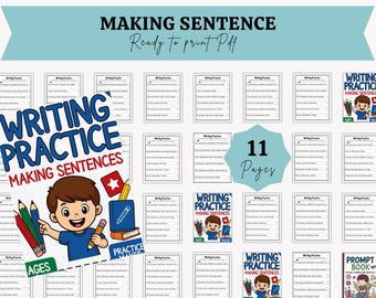 Printable Sentence Writing Worksheets, Write the Sentence Worksheets, Practice Writing Activity, 1st-3rd Grade ELA Worksheets