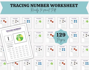 Number Tracing Worksheets| Preschool Worksheet| Printable Number Tracing | Handwriting Practice| Kindergarten Worksheets| Learning Numbers