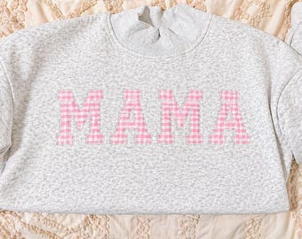 Personalized Mock Neck Sweatshirt | Gingham Applique Name Mockneck
