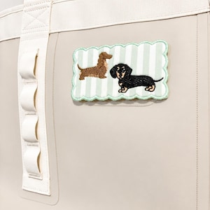 Personalized Dachshund YETI Camino Patch | Scalloped Embroidered Hook & Loop Patch | Custom Wiener Dog Tote Patch | Dog Mom Gift