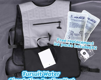 Gilet rinfrescante per fursuit, con sistema di circolazione dell'acqua, strato comfort con impacchi di ghiaccio, ideale per convention estive.