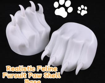 Realistic Feline Fursuit Paw Shell Base 3D Printed Cat Paw Armor PETG or TPU Natural Anatomy for Real Style Furry Costume DIY Makers Builder