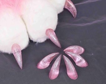 Punte degli artigli in resina glitterata per fursuit, artigli lucidi per zampe, set di accessori per costume cosplay fai da te