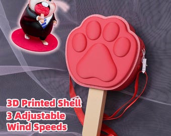 Ventilador portátil Pawpsicles para cosplay, acessório refrescante com cordão, design de pata de animal, estrutura impressa em 3D, ideal para viagens de verão, uso no escritório e para fantasias de animais.