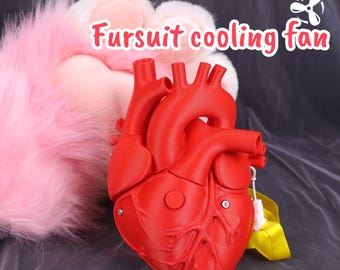 Ventilatore di raffreddamento gotico a forma di cuore stampato in 3D con velocità regolabile, da appendere al collo, peloso, cosplay, per tutti i giorni