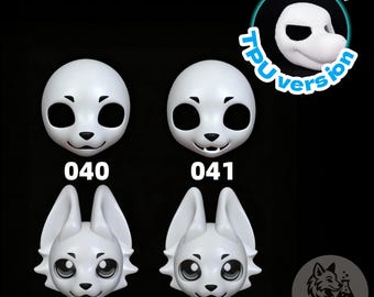 Maschera canina in TPU opaco PLA personalizzata con base per testa in stile Kig giapponese, stampata in 3D, con design a bocca chiusa 040 o aperta 041