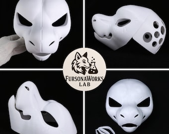 Fierce Canine Fursuit Kopfbasis im amerikanischen Stil 3D gedruckte PLA-Maskenbasis mit optionalen Augenringteilen für Wolfhund pelzigen DIY-Kostüm