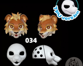 Máscara de disfraz canino de hocico largo estilo americano feroz con base impresa en 3D, con opción de actualización de TPU o PLA mate, ideal para aficionados al cosplay.