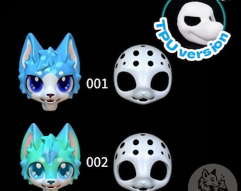 Base per costume canino in stile giapponese, opzioni di espressione morbida e nitida, guscio per testa stampato in 3D, base leggera in TPU personalizzato, creatori fai da te di pellicce per cosplay