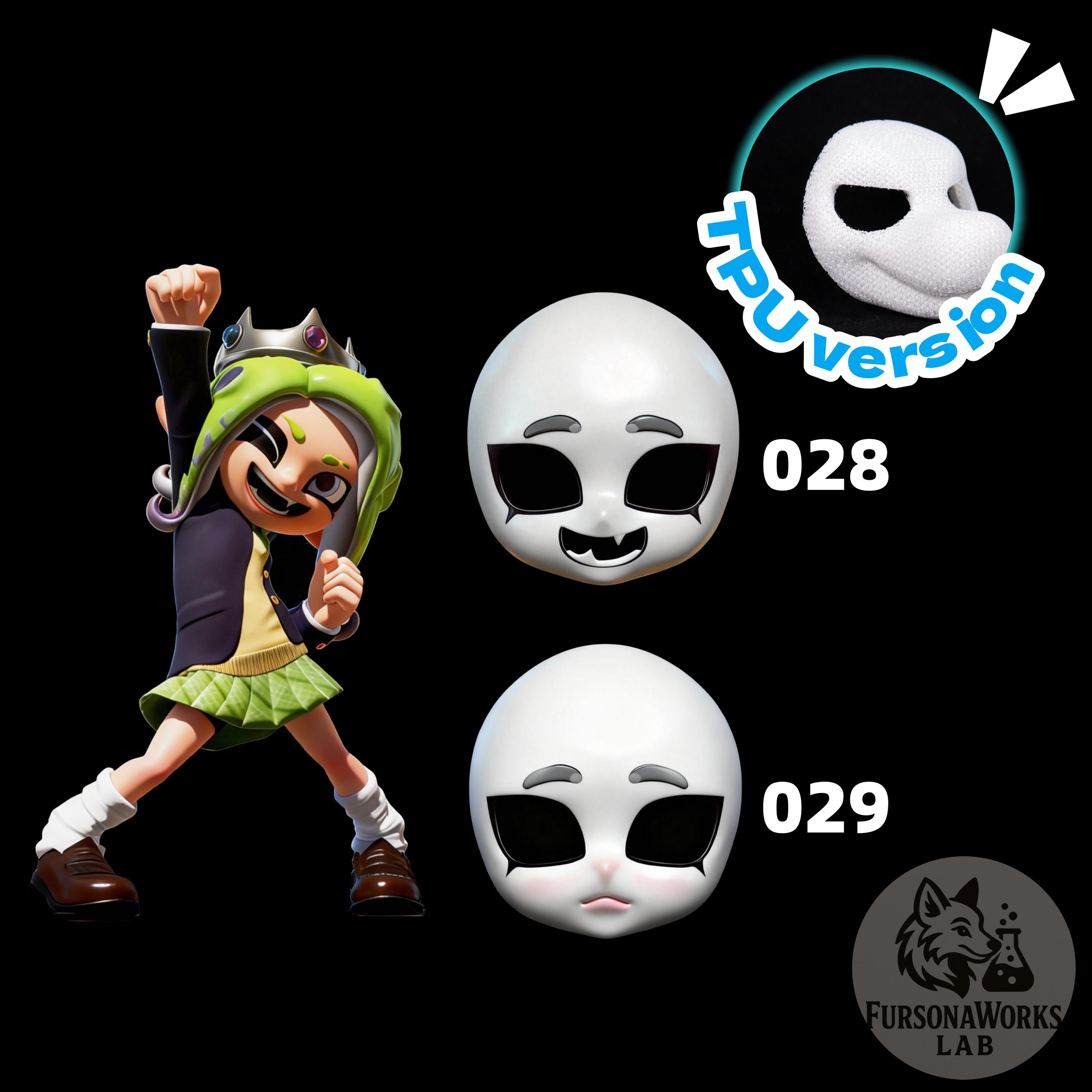 Splatoon Kig Furry Mask Base 3d Printed Face Shell Custom TPU or