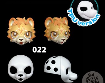 Kawaii Bright Cheerful Canine Fursuit Head Base 3d Printed Custom TPU or Matte PLA Open Mouth Style for Furry DIY Creators and Fans