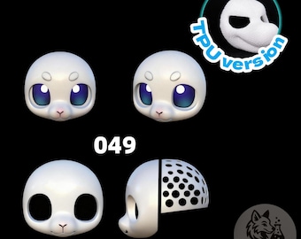 Adorable Kawaii Lamb Fursuit Head Base 3D Printed Short Muzzle Round Eye Soft Expression Mask Blank for Furry DIY Beginners and Lamb Fans