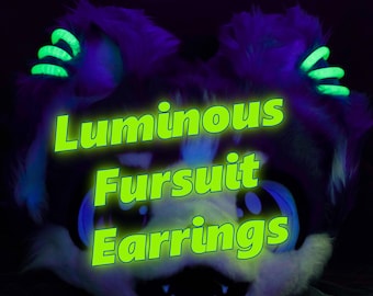 Set di orecchini luminosi Fursuit Prop PLA Fluorescente Accessorio Cosplay Stile Personaggio Abito a Tema Festa Costume Moda Decorazione Regalo