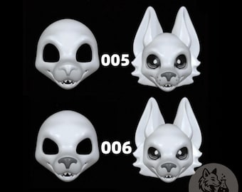 Base para cabeza de disfraz de lobo de hocico largo, estilo japonés americano, máscara canina en blanco, impresa en 3D, PLA PETG, base ligera para bricolaje para creadores de peludos.