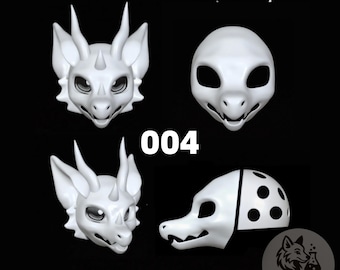 Kit fai da te per maschera stampata in 3D con base frontale non verniciata, motivo fantasy giapponese con drago dal muso lungo, solo base frontale in PLA o PETG per creatori di pellicce