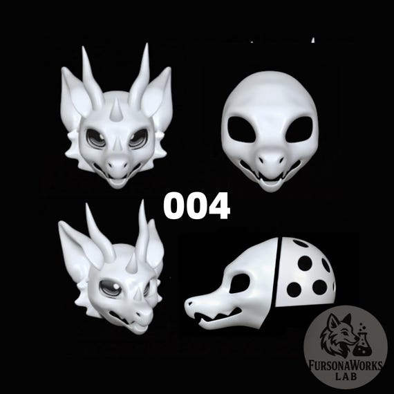 Japanese Fantasy Long Snout Dragon Fursuit Head Base 3D Printed