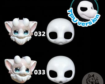 Maschera di base per la testa di un drago giapponese con muso medio, stampata in 3D, con muso corto, in TPU o PLA opaco personalizzato, per gli appassionati di furry fai da te.