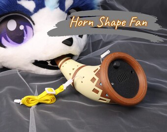 Horn Form Pelz Fan Prop 3D Gedruckt PLA Ventilator Drei Geschwindigkeiten Lanyard Zubehör Fursuiters KIG Kemono Cosplay Täglicher Charakter Outfit