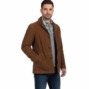 Herren Western Style Wildleder Mantel Vintage Cowboy Oberbekleidung