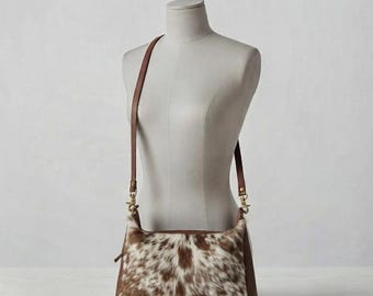 Speckled Cowhide Purse, Minimalist Western Crossbody, Real Hair On Hide Handbag, Boho Cowgirl Gift, Southwestern Style Bag.