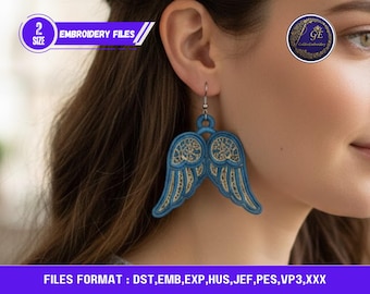 Diseño de bordado de pendientes de alas FSL / Patrón de encaje independiente (archivo digital)