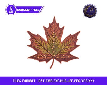 Autumn Maple Leaf Embroidery Design | Fall Applique PES (Digital Download)