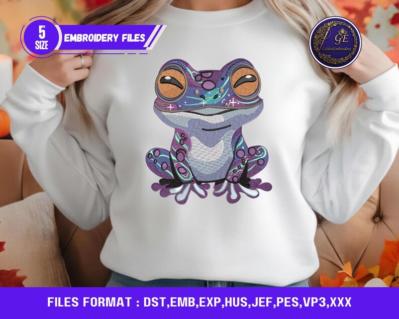 Sewing Machine Frog Frog Embroidery Design Machine Pattern – Cute Animal Stitch Motif, 5 ...