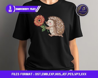 Diseño de bordado a máquina de erizo y diente de león / Patrón de animales del bosque (descarga digital)