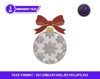 Chinoiserie Christmas Bauble Embroidery Design, Holiday Ornament (PES DST File)