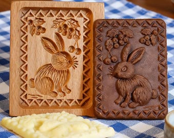 Foremka do ciastek w kształcie królika, drewniana foremka do kruchego ciasta, narzędzie do pieczenia