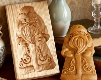 Drewniana foremka do ciastek Springerle, foremka do ciastek w kształcie Świętego Mikołaja, stempel do pieczenia na święta