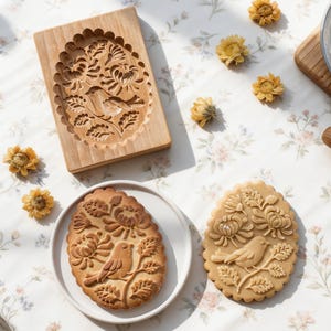 Foremka do ciastek Springerle, drewniana foremka w kształcie ptaka, świąteczny prezent do pieczenia