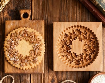 Forma do ciastek w kształcie wieńca żołędziowego, foremka do springerle, stempel do kruchego ciasta