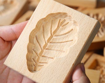 Leaves Wooden Cookie Mold, Cookie Baking Tool