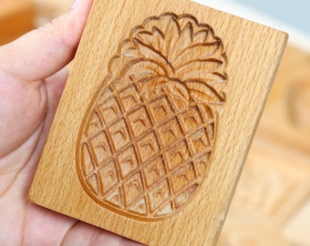 Moule pour embosseuse à biscuits ananas, emporte-pièce en bois de hêtre