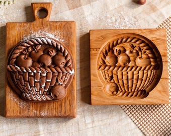 Moule panier pomme, emporte-pièce, moule à biscuits Springerle en bois