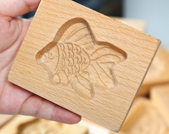 Moule à biscuits en bois de poisson, gravure de biscuits en bois de hêtre