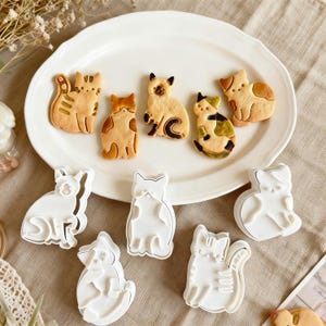 Cortador de galletas de gato, herramientas para hornear en relieve, sello de galletas para niños