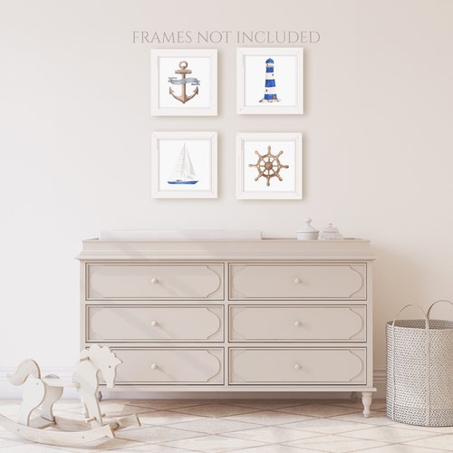 Set of 4 Baby Boy Nautical Nursery Wall Art Printable Blue Etsy