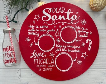 Personalized Santa cookie tray, cookies and milk for Santa, Christmas eve cookies for Santa, custom Santa cookie tray, Christmas gift kids