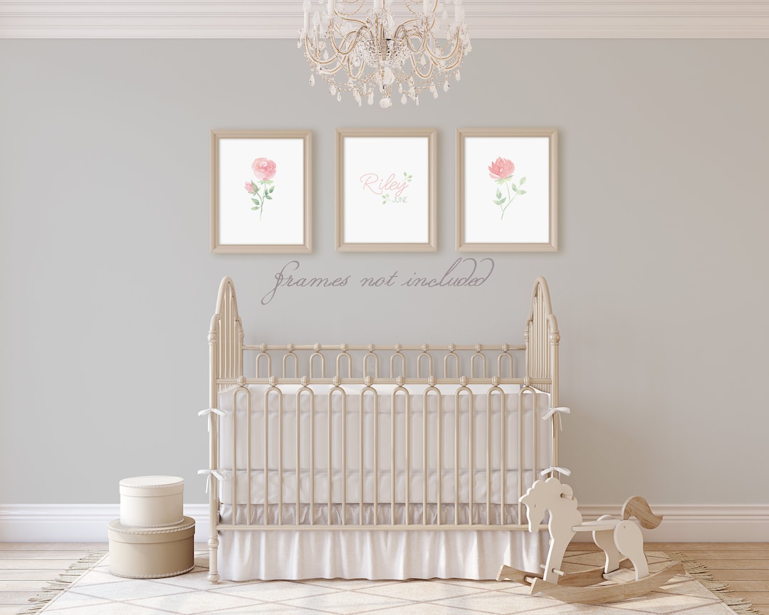Floral Nursery Wall Art Girl Baby Girl Nursery Art Set of 3 Blush ...